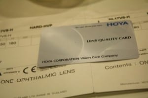 Hoya Multifocal Warranty Card